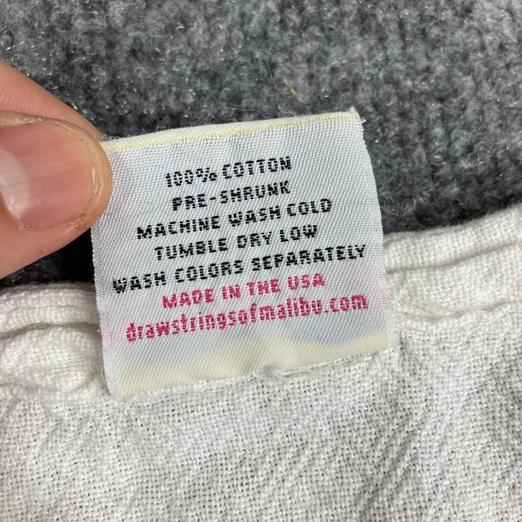 Drawstrings of Malibu Shirt Women's Medium White 3/4 Sleeve V-Neck Lightweight - Picture 6 of 8